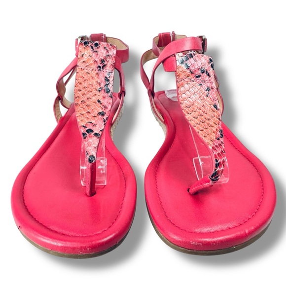 Cole Haan Grove Leather Espadrille Sandals Pink Python Snake Size 6 Coastal Boho - Picture 8 of 16